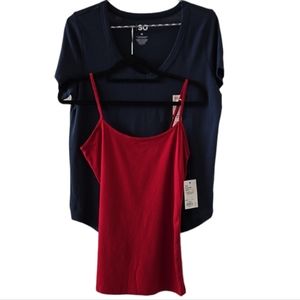 SO BRAND WOMENS JUNIOR 2 PIECE BUNDLE OF CAMI & TEE TOPS SIZE MED